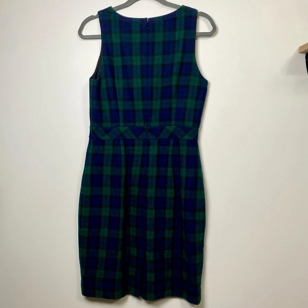 J. Crew Buffalo‎ Plaid Sleeveless Wool Blend Dress - Green and Blue size 4